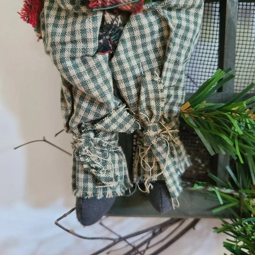 Vintage Primitive Folk Art Handcrafted Wood and Fabric 